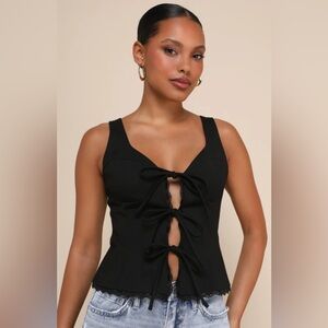Lulu's Black Lace-Up Top